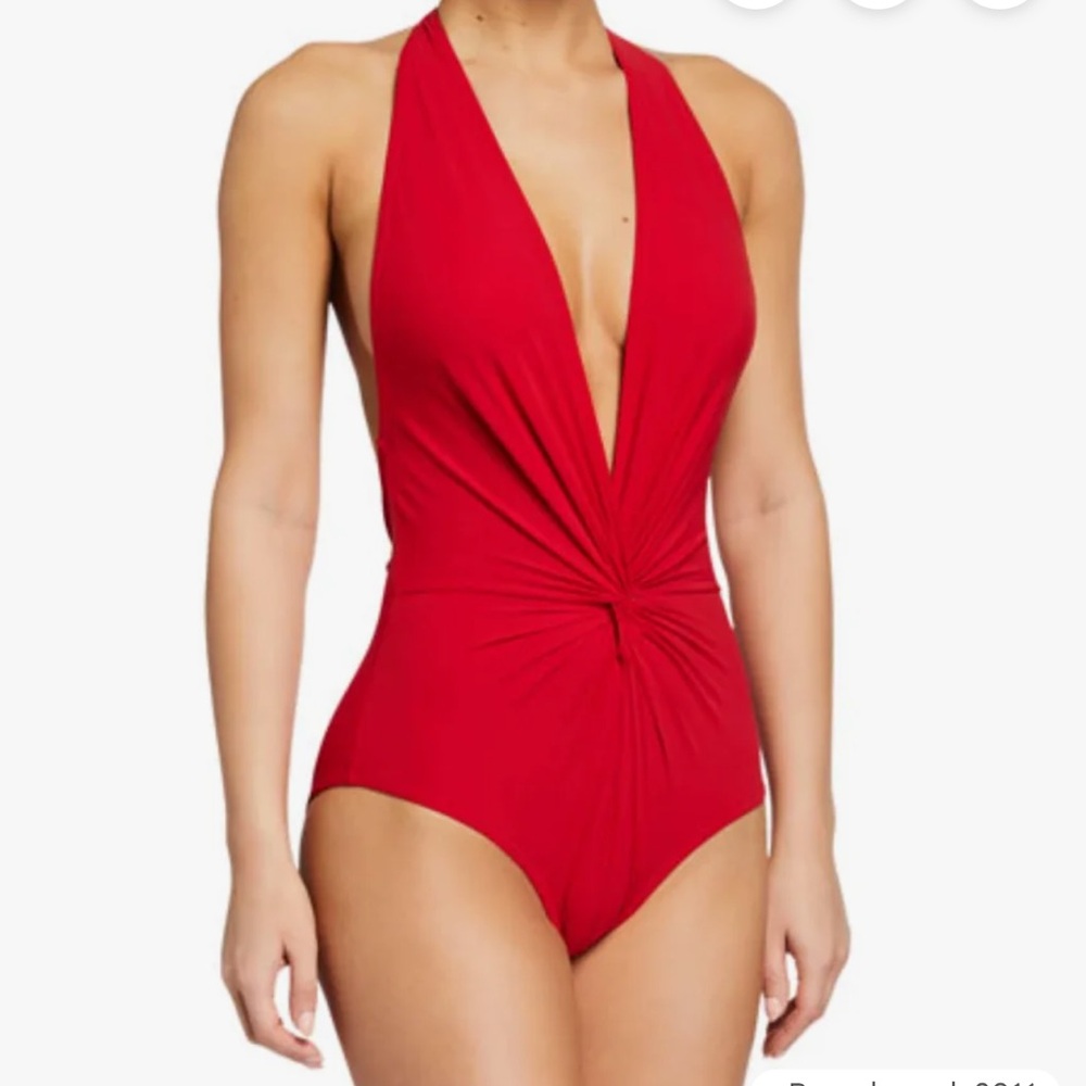 Karla Colletto Red Halter One Piece Swimsuit